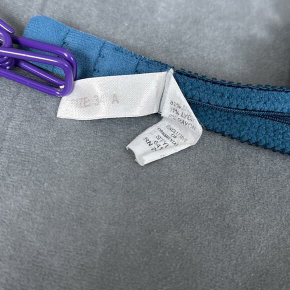 Vintage On Gossamer Bra 90s Padded Lined Push Up 34A Teal Lace Underwire AS IS - Picture 9 of 9